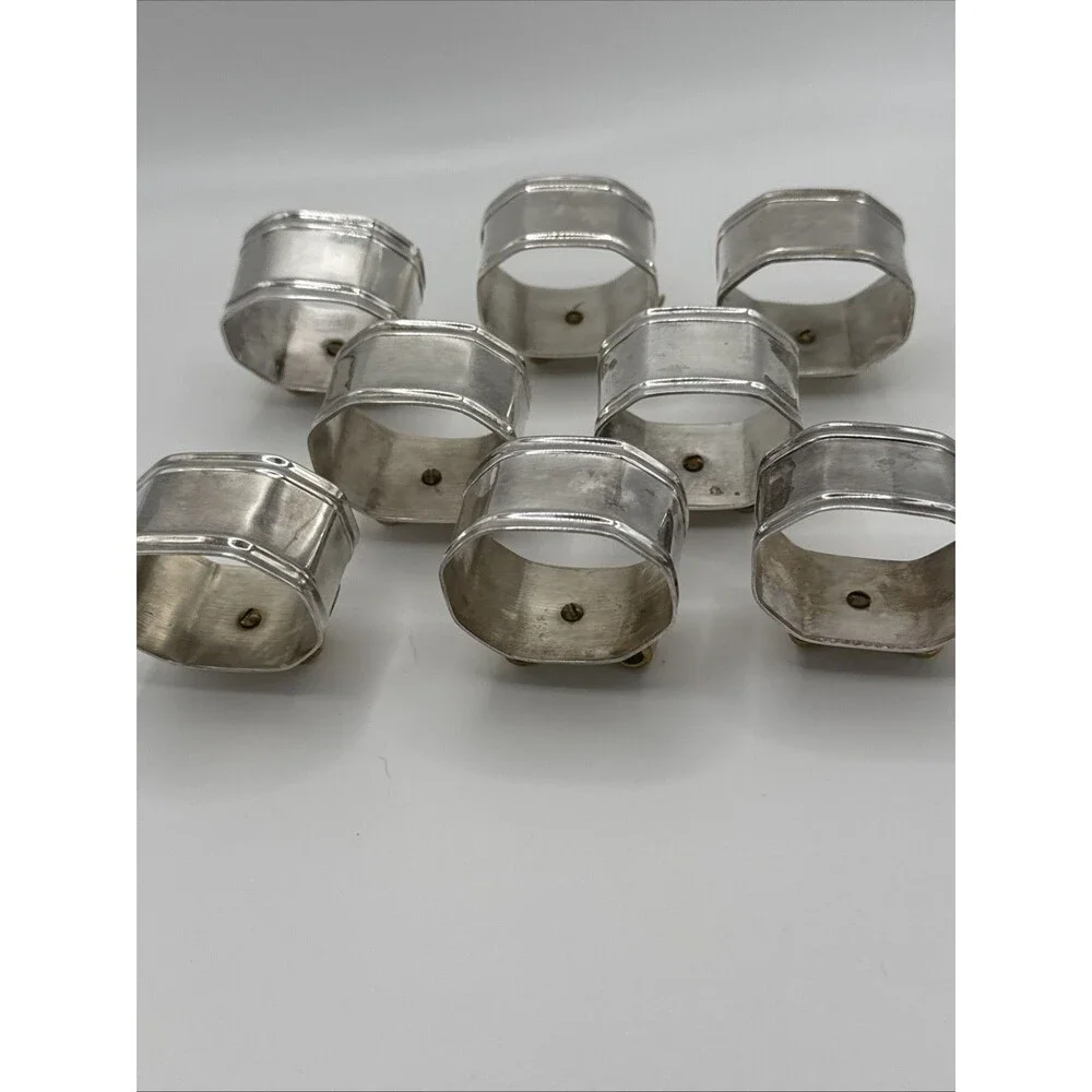 Vintage Fortunoff Silver and Gold Bow Napkin Rings Set Of 8
